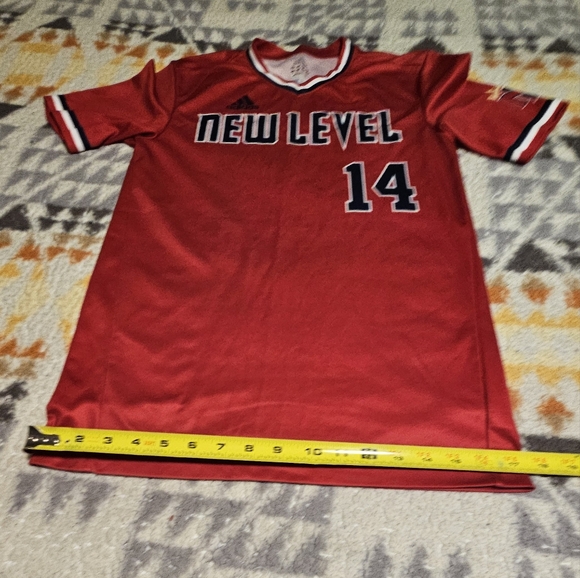Adidas Practice Baseball Jersey Red Short New Level Red White & Blue Trim Size S - Picture 10 of 11
